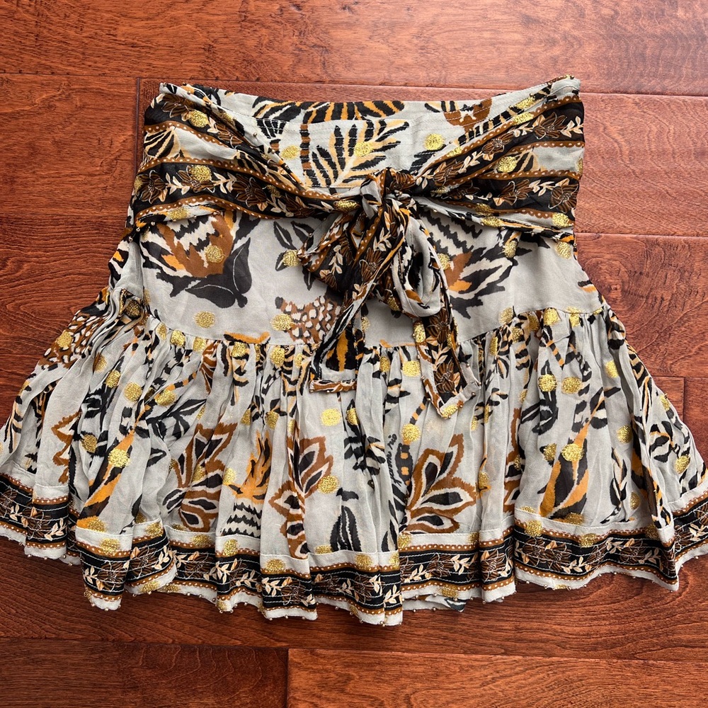 FARM Rio Bubble Mini Skirt with Tie Front